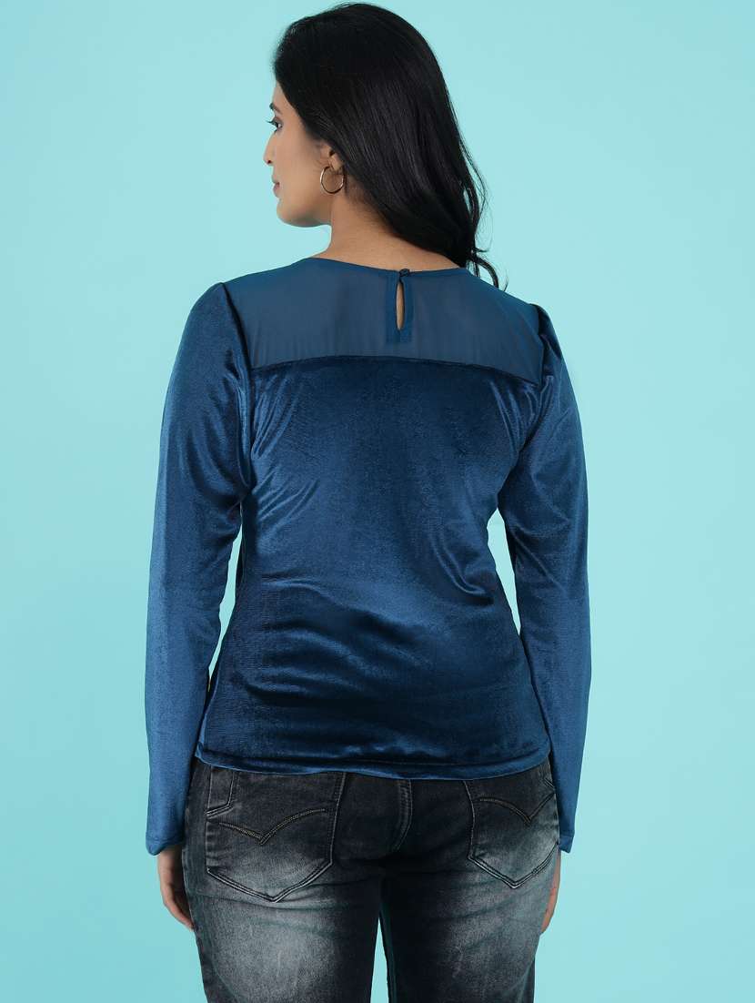 women solid round neck regular top - 20549987 -  Standard Image - 3