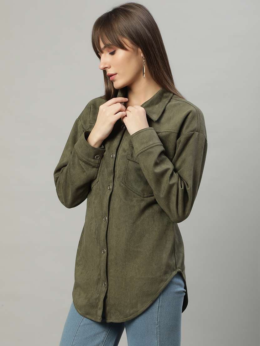 women solid oversized shirt - 20550226 -  Standard Image - 3