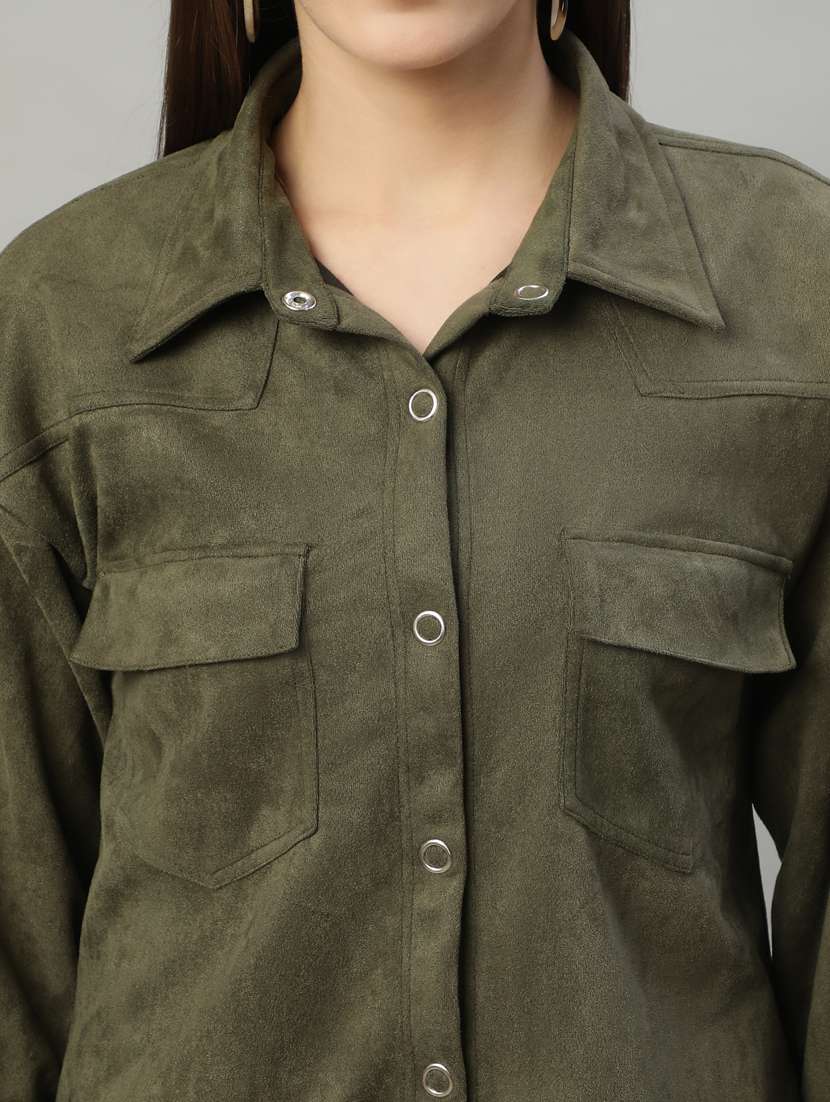 women solid oversized shirt - 20550226 -  Standard Image - 5