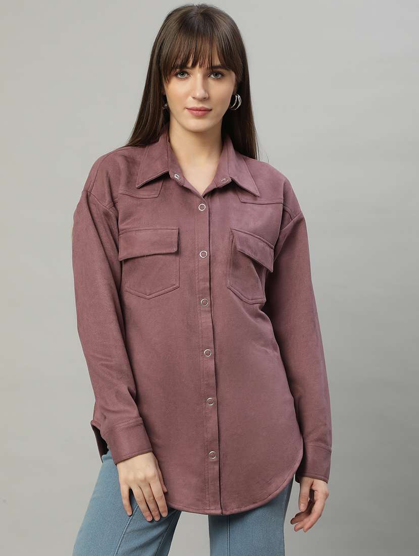 women solid oversized shirt