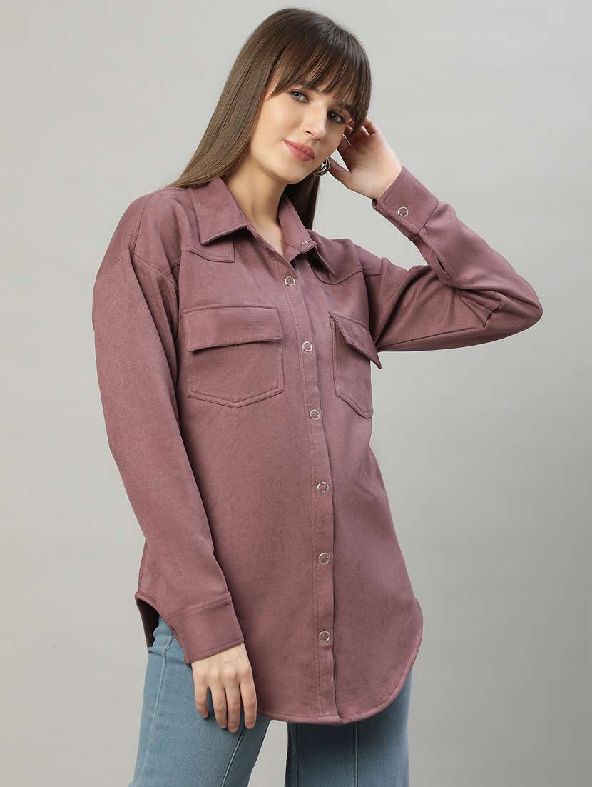 women solid oversized shirt - 20550227 -  Standard Image - 3