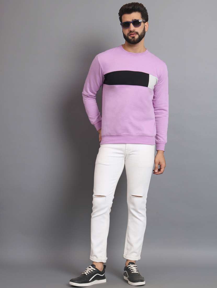 men color block lavender fleece sweatshirt - 20550230 - Standard Image - 3