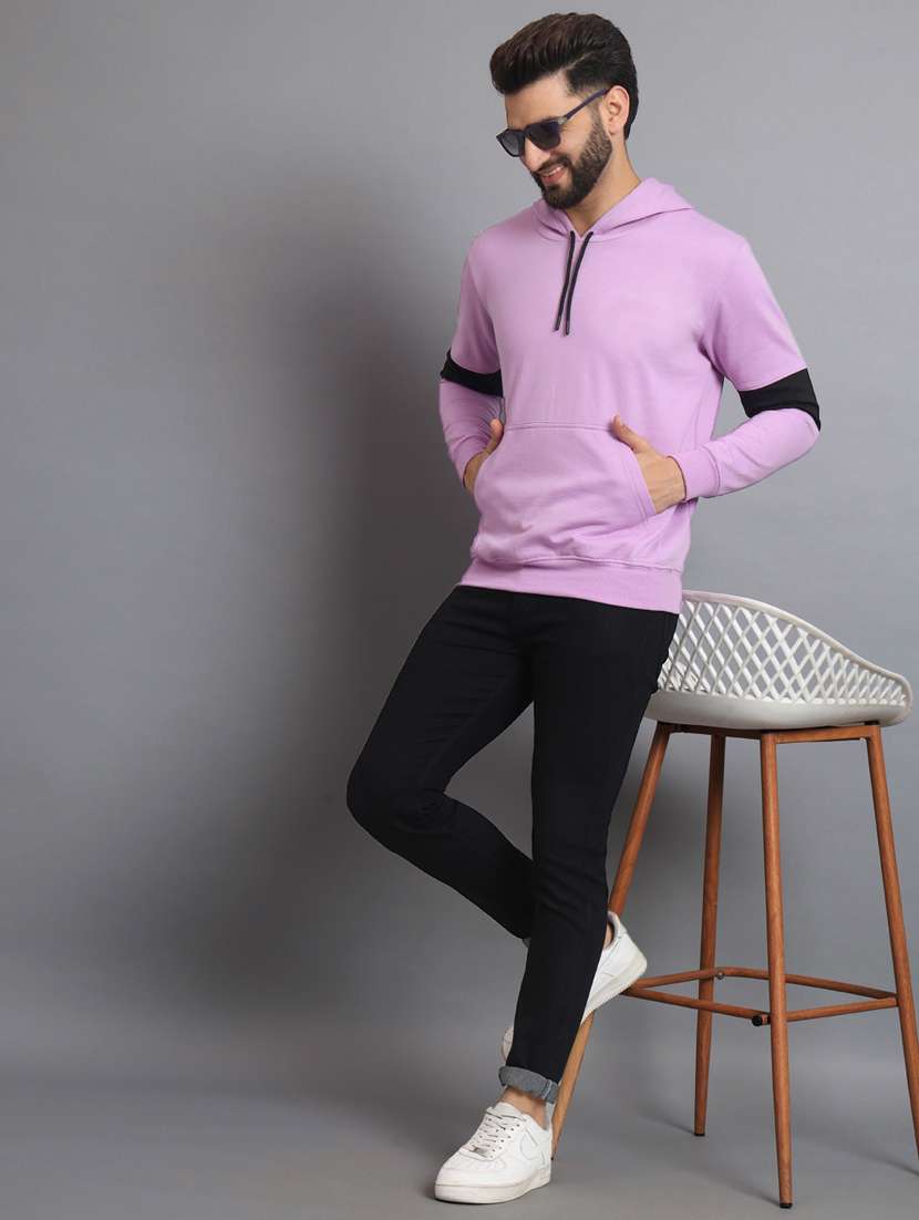 men color block lavender hooded sweatshirt - 20550234 - Standard Image - 3