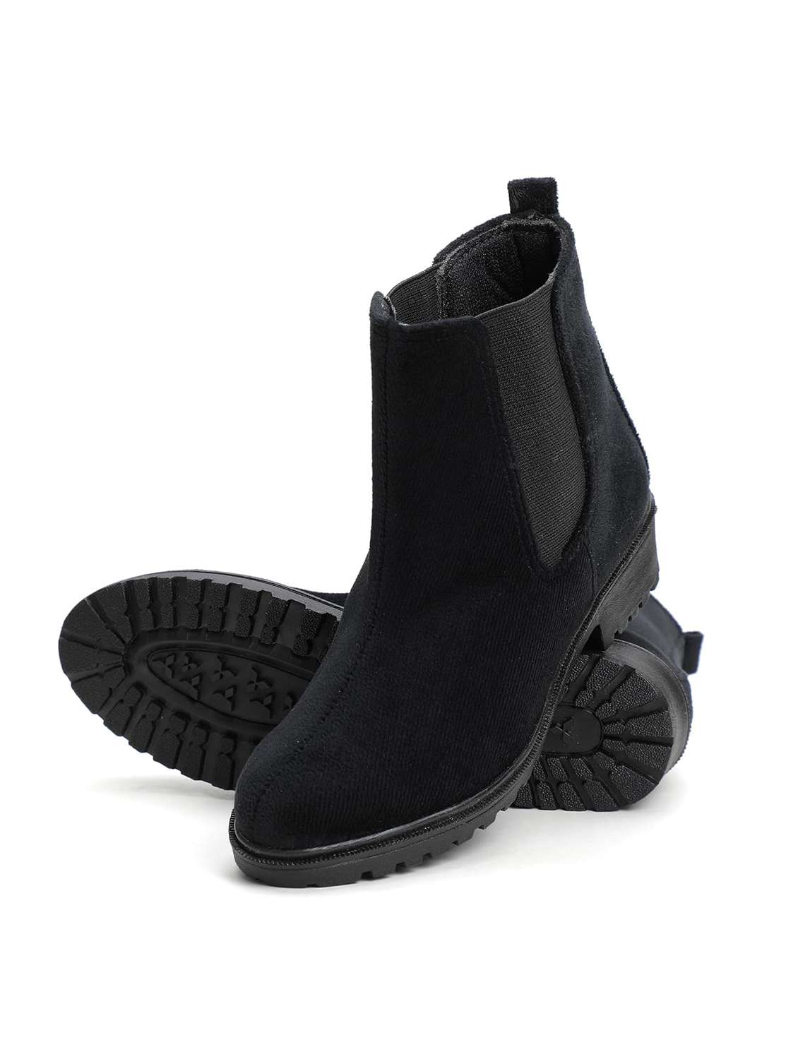 women solid black ankle boots - 20550294 -  Standard Image - 3