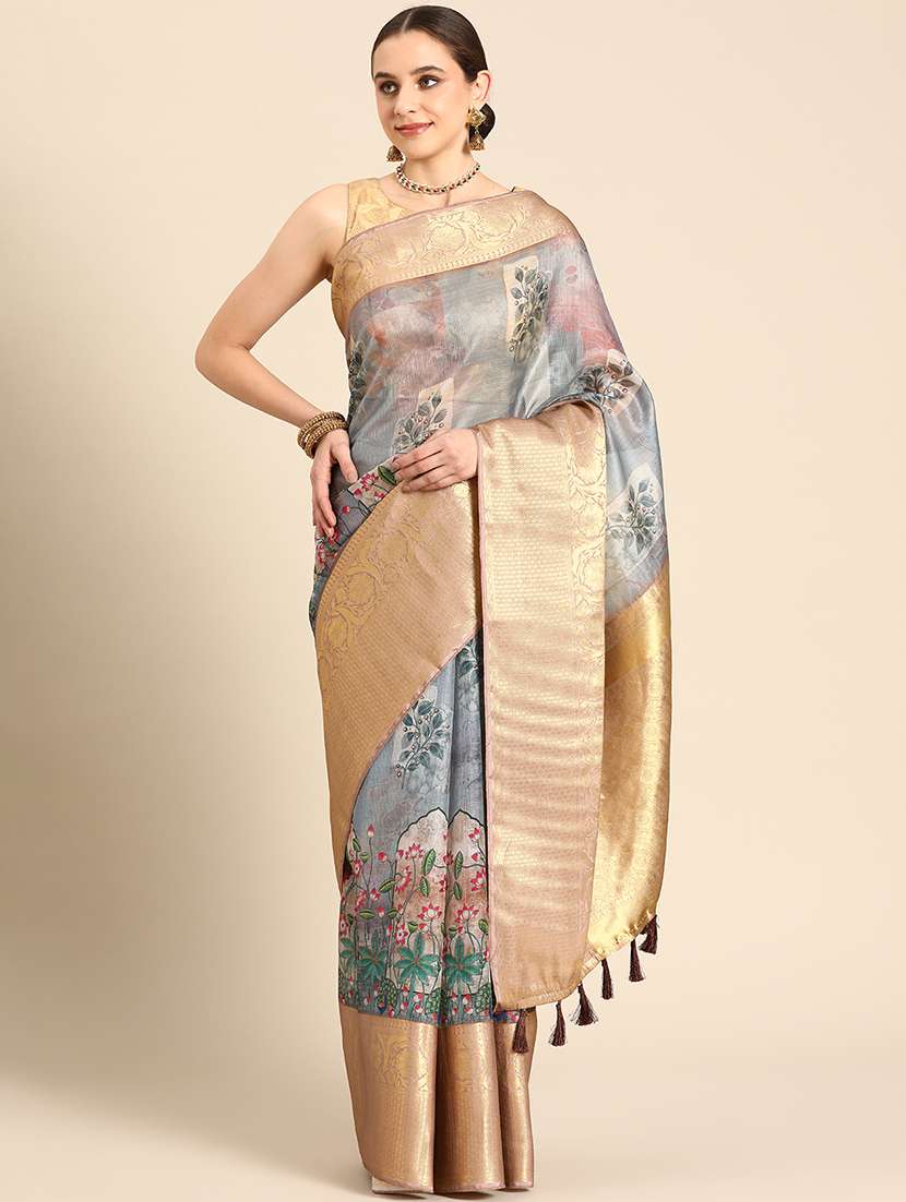 women's self design grey colored saree - 20550322 - Zoom Image - 0