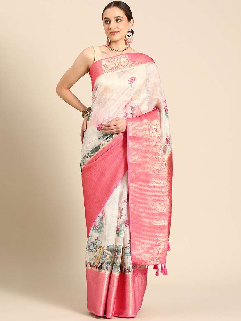 women floral bordered saree - 20550325 - Zoom Image - 0