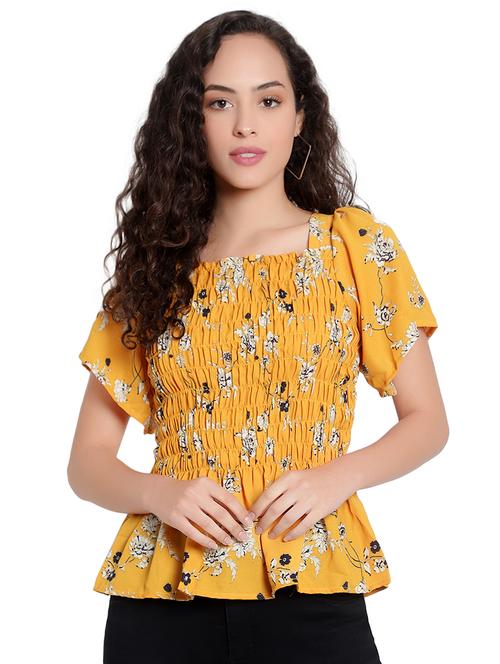 women floral print smocked peplum top - 20550721 - Standard Image - 0