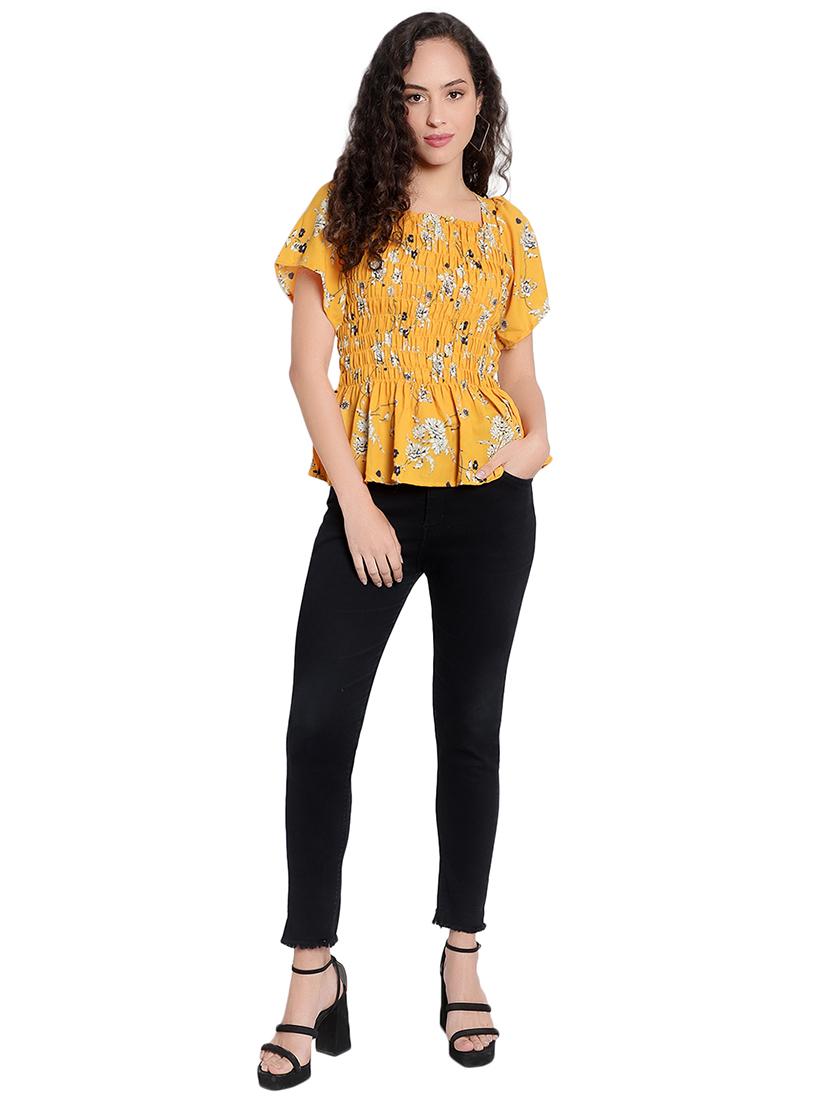 women floral print smocked peplum top - 20550721 - Standard Image - 3