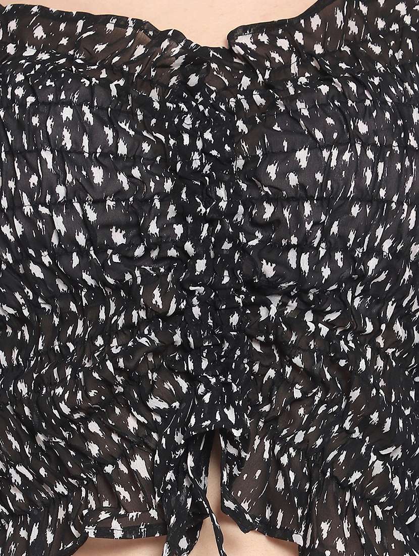women printed smocked detailed crop top - 20550793 - Standard Image - 5