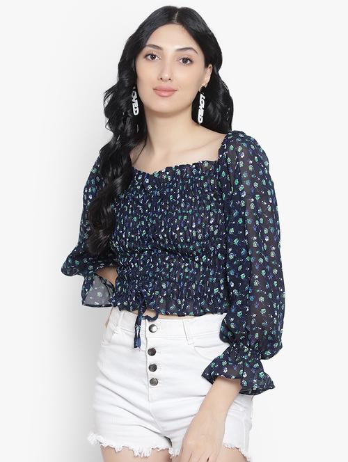 women floral print smocked detailed top - 20550832 -  Standard Image - 0