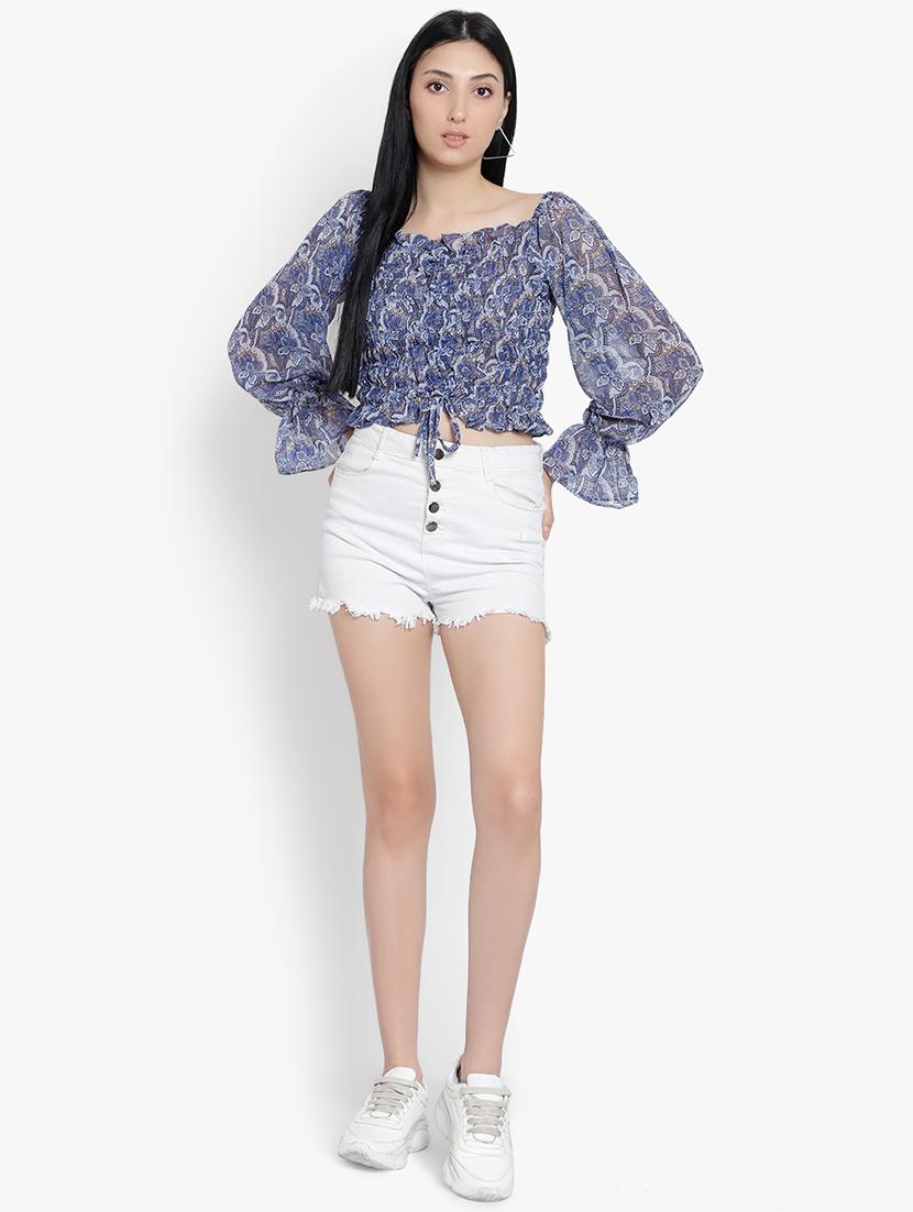 women floral print smocked detailed top - 20550856 - Standard Image - 3