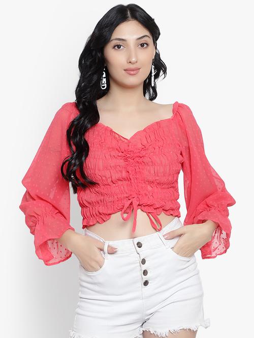 women self designed smocked detailed top - 20550878 - Standard Image - 0