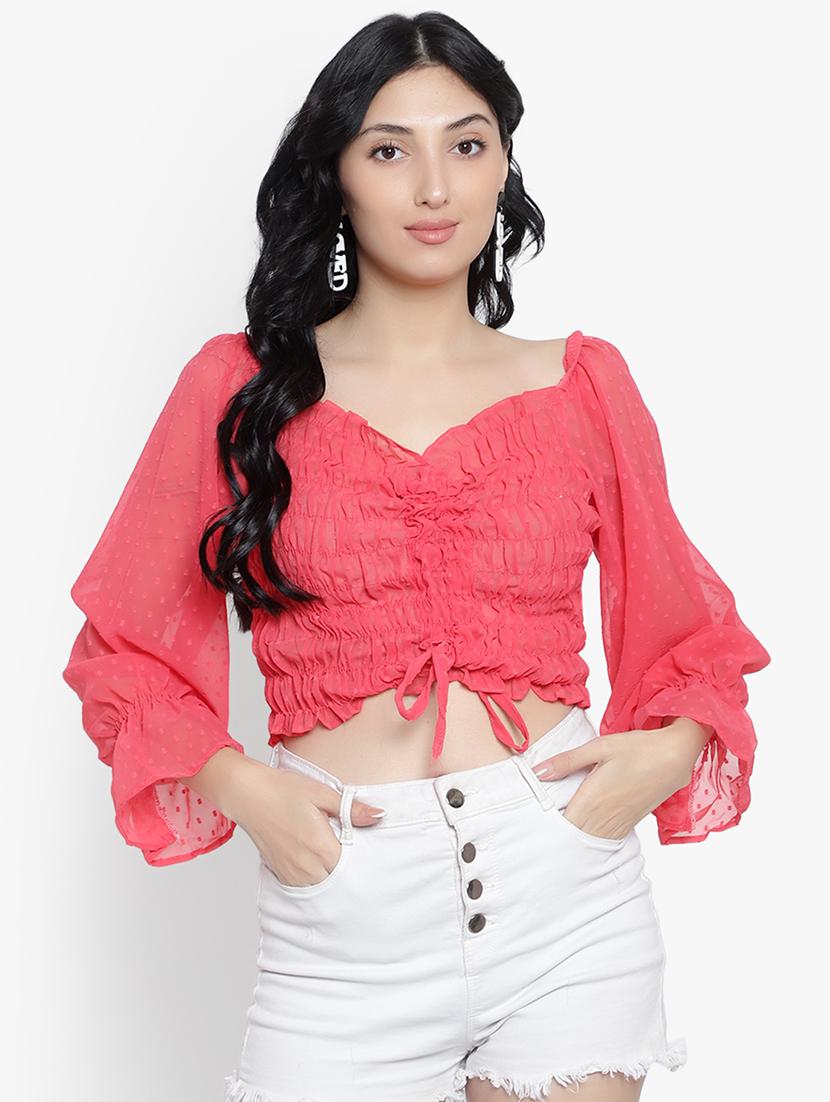 women self designed smocked detailed top