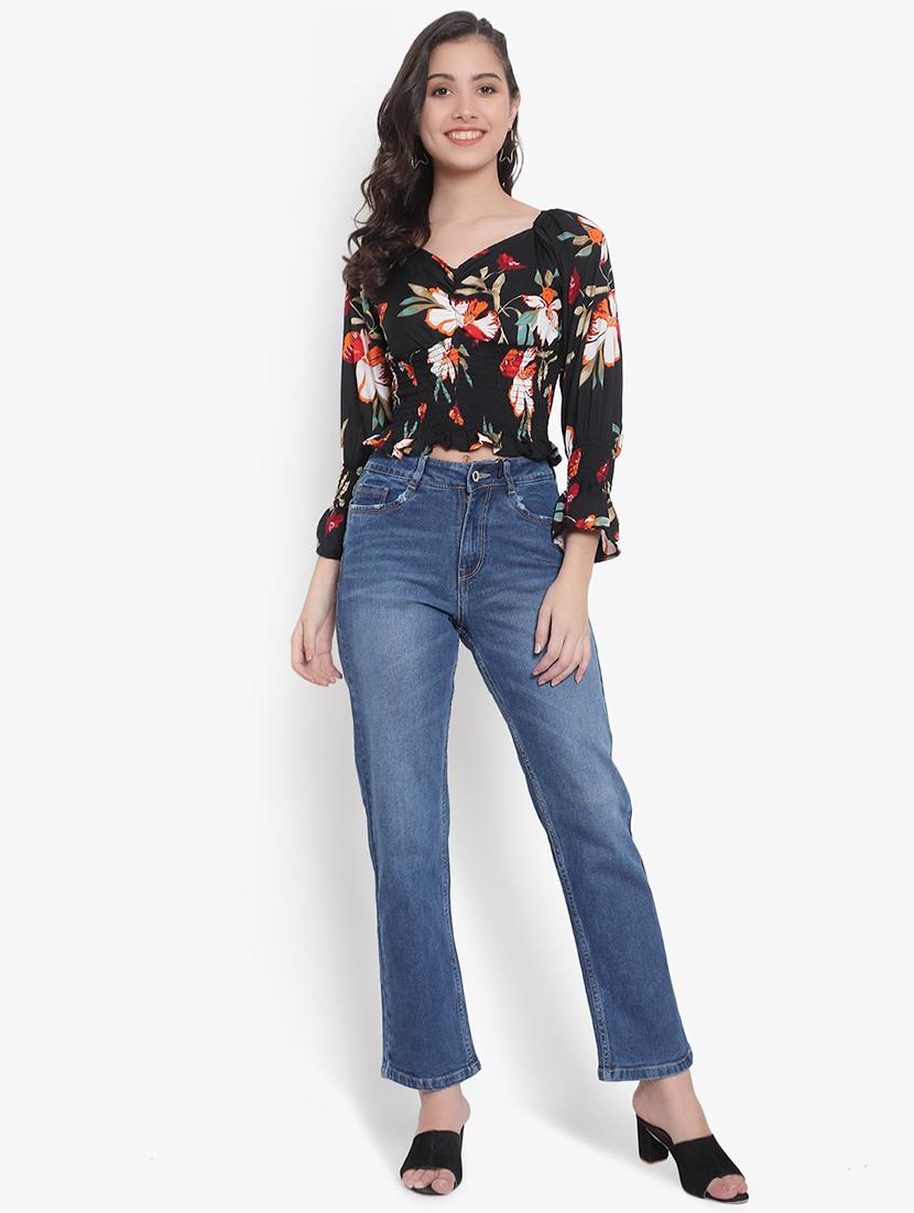 women floral print smocked crop top - 20550890 - Standard Image - 3