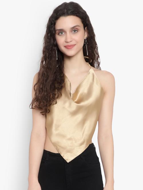 women solid halter nack backless top - 20551078 - Standard Image - 0