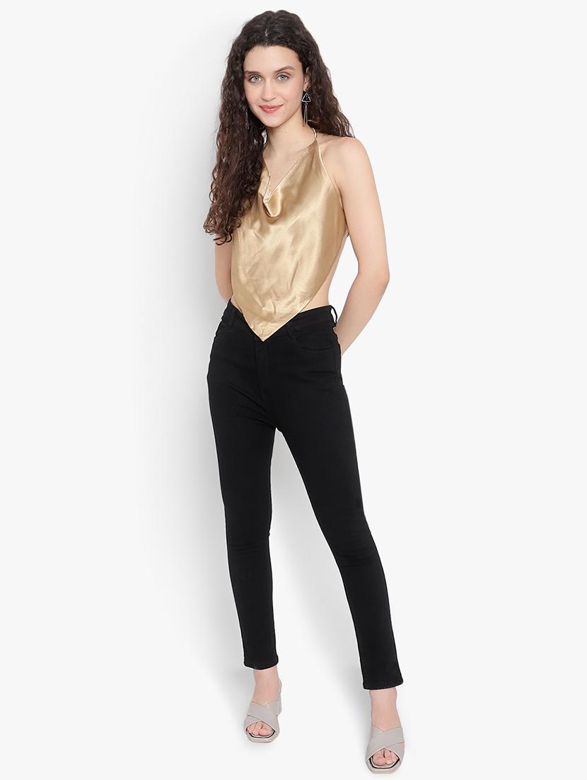 women solid halter nack backless top - 20551078 - Standard Image - 3