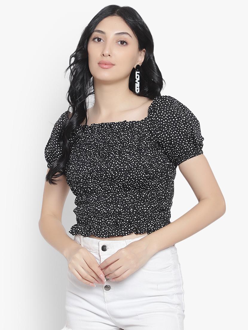 black crepe crop top - 20551154 - Zoom Image - 0