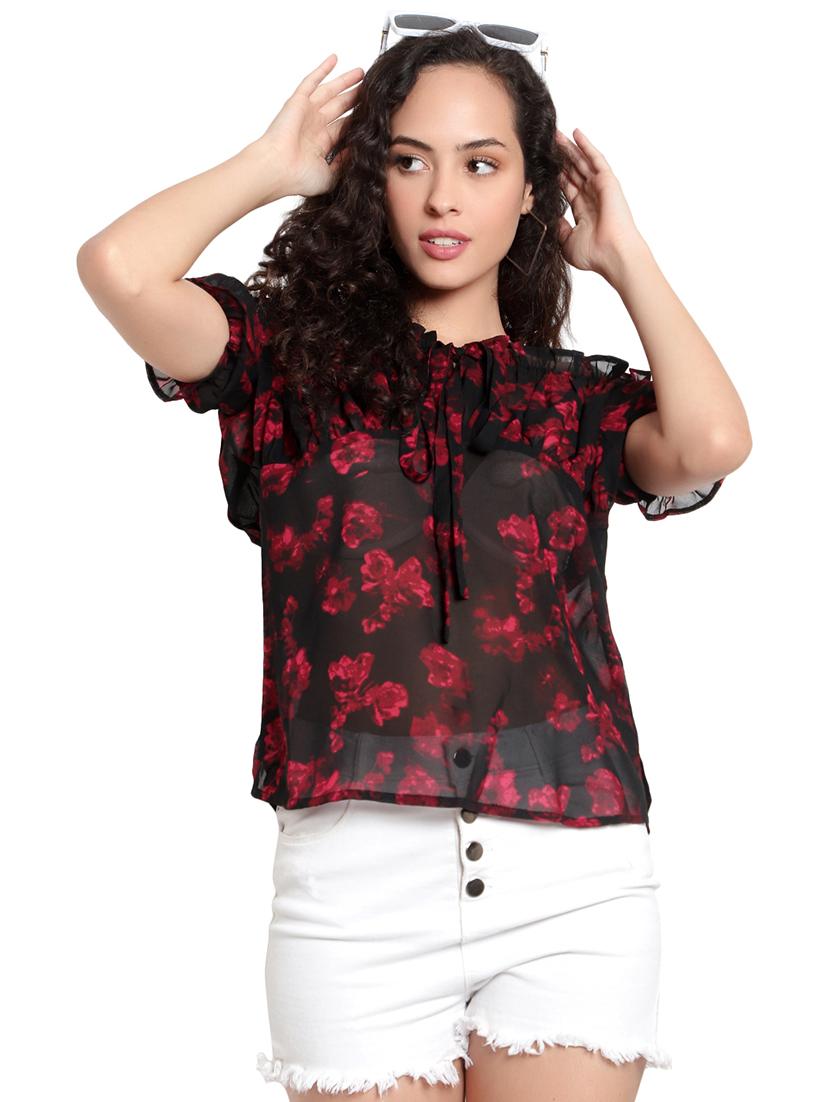 black georgette regular top