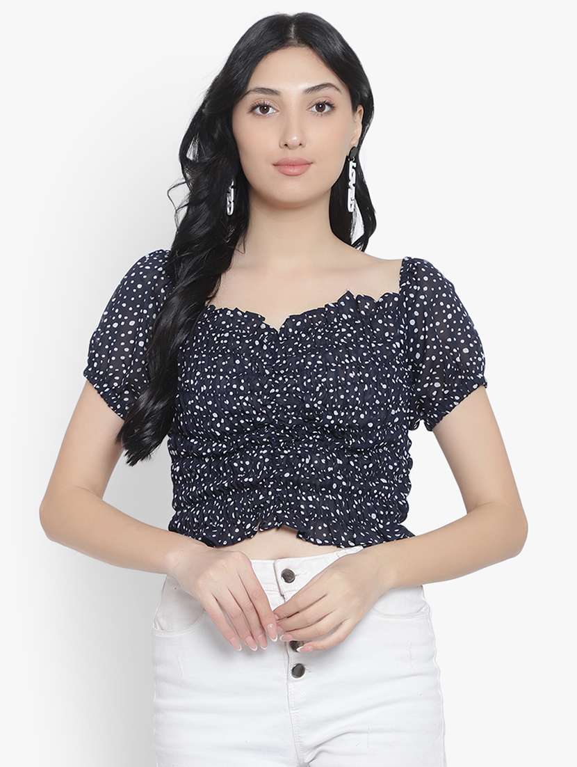 navy blue georgette crop top - 20551172 - Zoom Image - 0