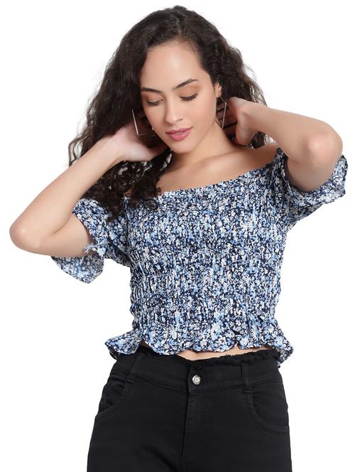 women floral print smocked detailed top - 20551190 - Standard Image - 0