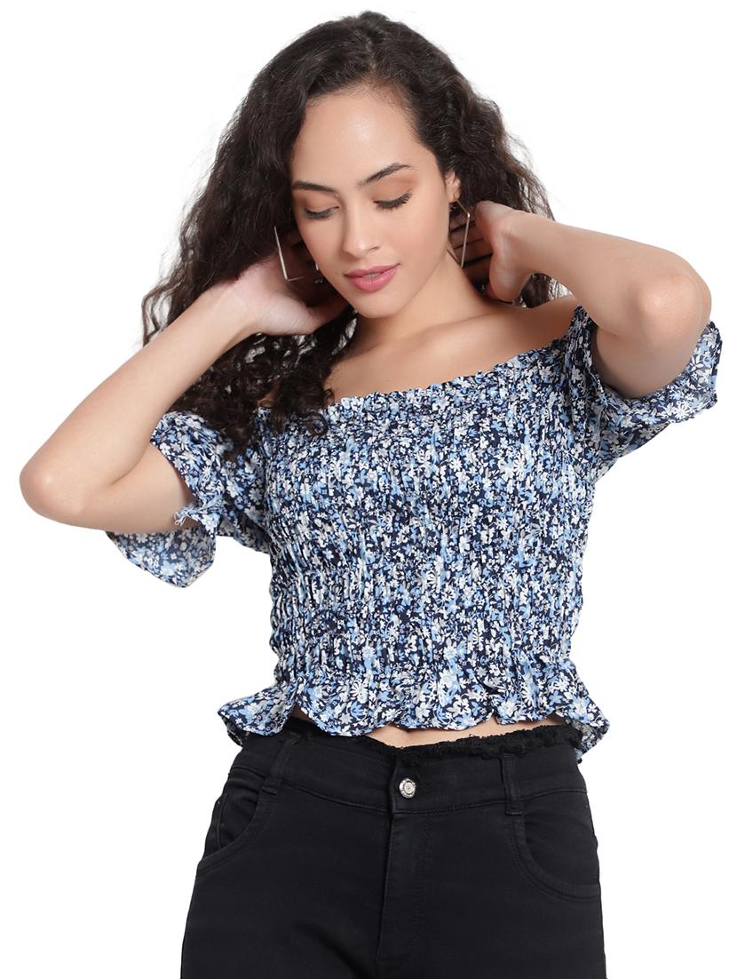 women floral print smocked detailed top - 20551190 - Zoom Image - 0
