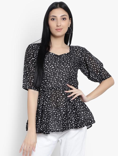 black georgette regular top - 20551197 - Standard Image - 0