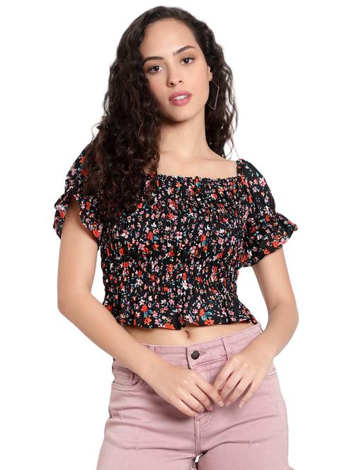 multi colored crepe crop top - 20551208 -  Standard Image - 0