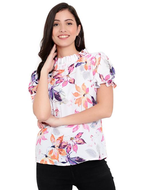 white crepe regular top - 20551215 - Standard Image - 0