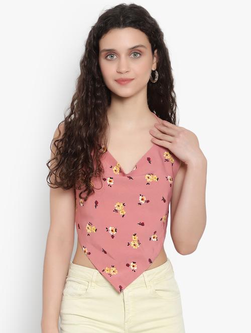pink crepe crop top - 20551222 -  Standard Image - 0