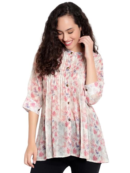 cream chiffon regular top - 20551262 -  Standard Image - 0