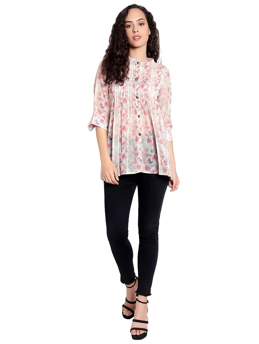 cream chiffon regular top - 20551262 - Standard Image - 3
