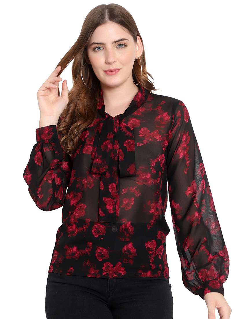 black georgette regular top