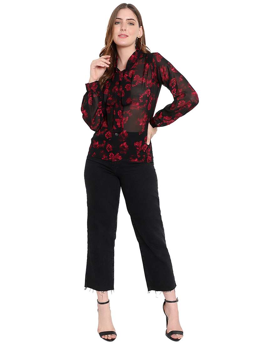 black georgette regular top - 20551287 -  Standard Image - 3