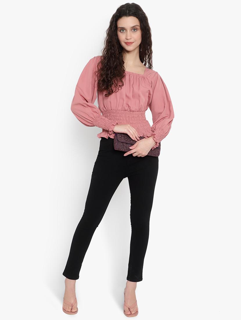 pink crepe crop top - 20551316 - Standard Image - 3