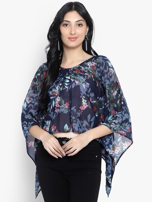 blue georgette regular top - 20551323 - Standard Image - 0