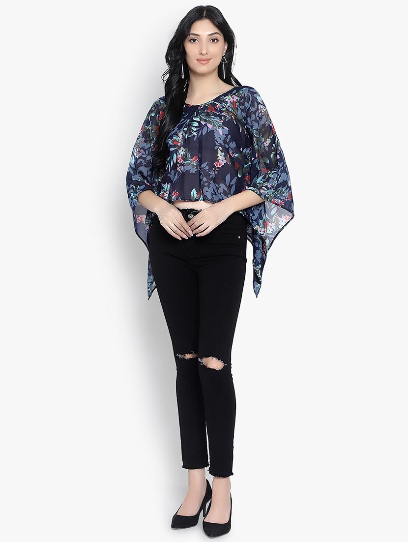 blue georgette regular top - 20551323 - Standard Image - 3