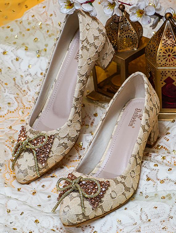 women beige embellished slip on pumps - 20551537 - Zoom Image - 0