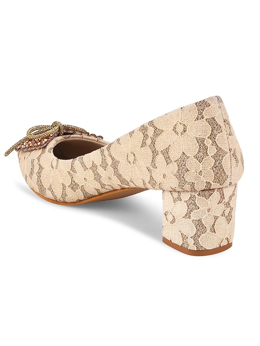 women beige embellished slip on pumps - 20551537 - Standard Image - 3