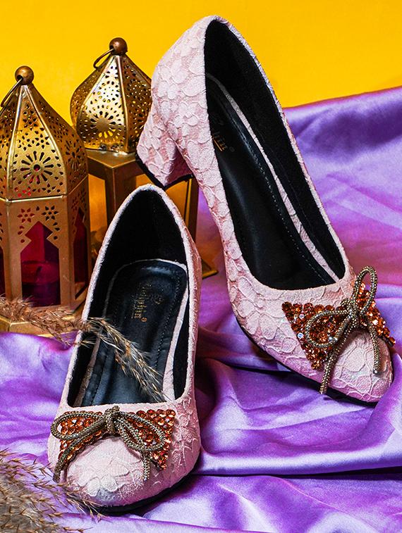 women pink embellished slip on pumps - 20551541 -  Zoom Image - 0