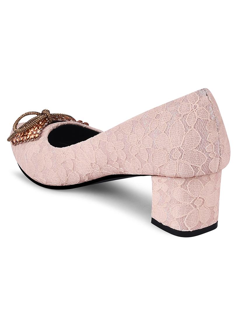 women pink embellished slip on pumps - 20551541 - Standard Image - 3