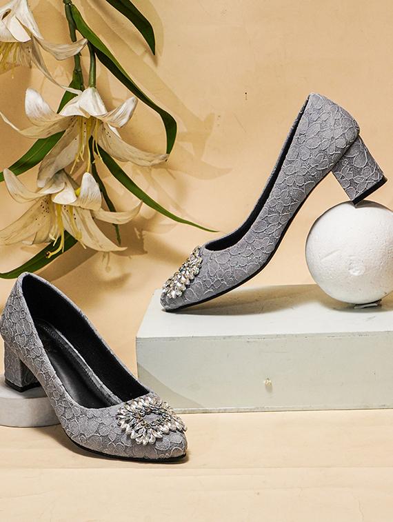 Grey 2025 embellished heels