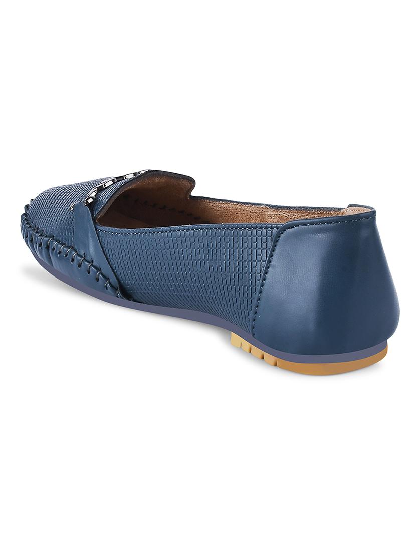 women navy blue slip on moccasin - 20551551 - Standard Image - 3
