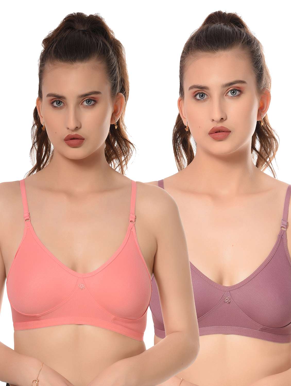 women pack of 2 solid t-shirt bra