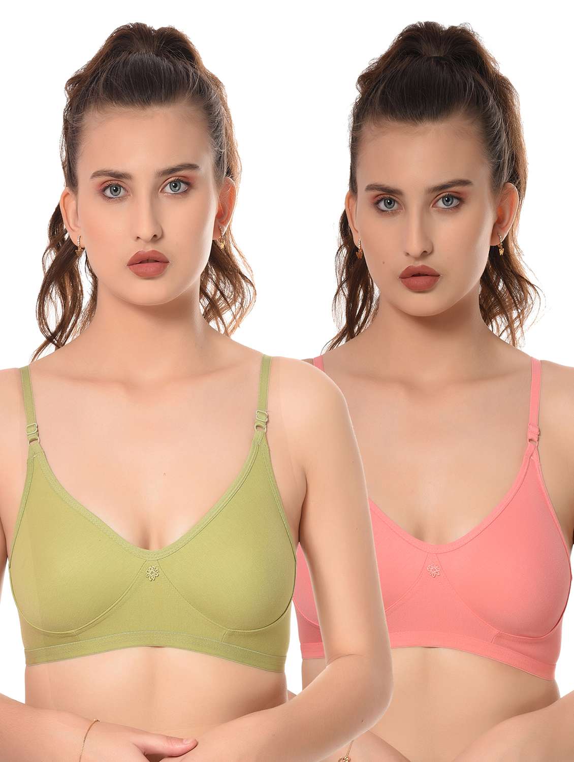 women pack of 2 solid t-shirt bra