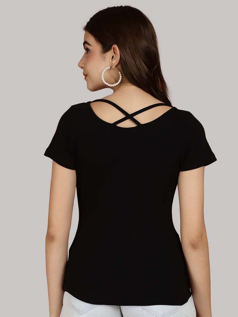 black solid regular top - 20551891 - Standard Image - 3