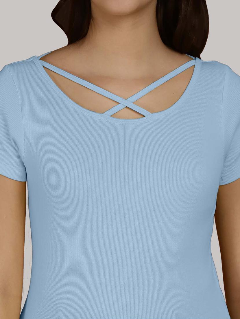 light blue solid regular top - 20551904 - Standard Image - 5