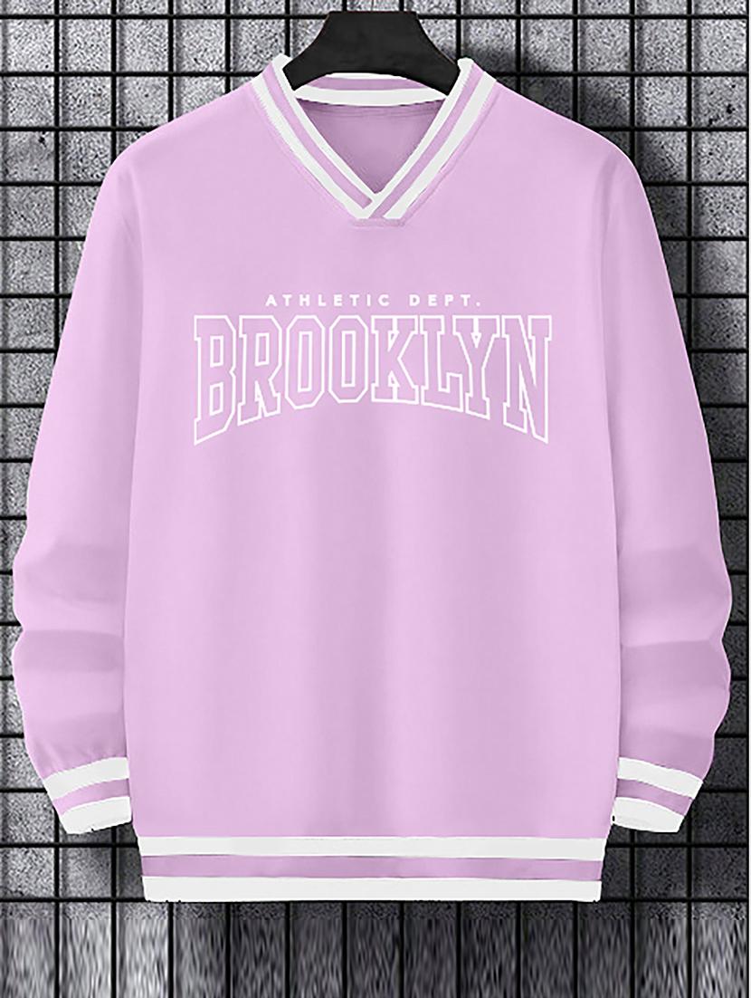 men lavender cotton v-neck sweatshirt - 20554771 - Zoom Image - 0