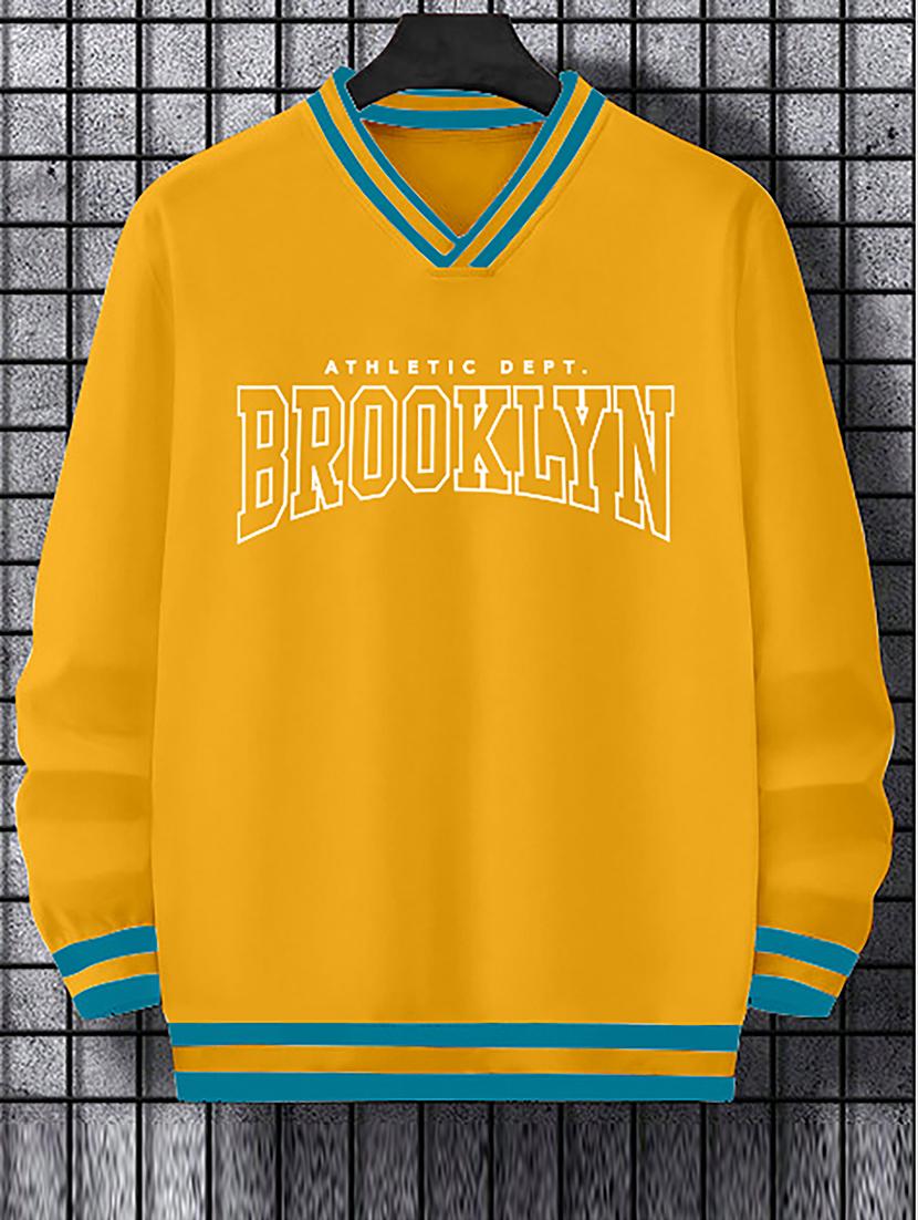 men mellow yellow cotton v-neck sweatshirt - 20554774 - Zoom Image - 0