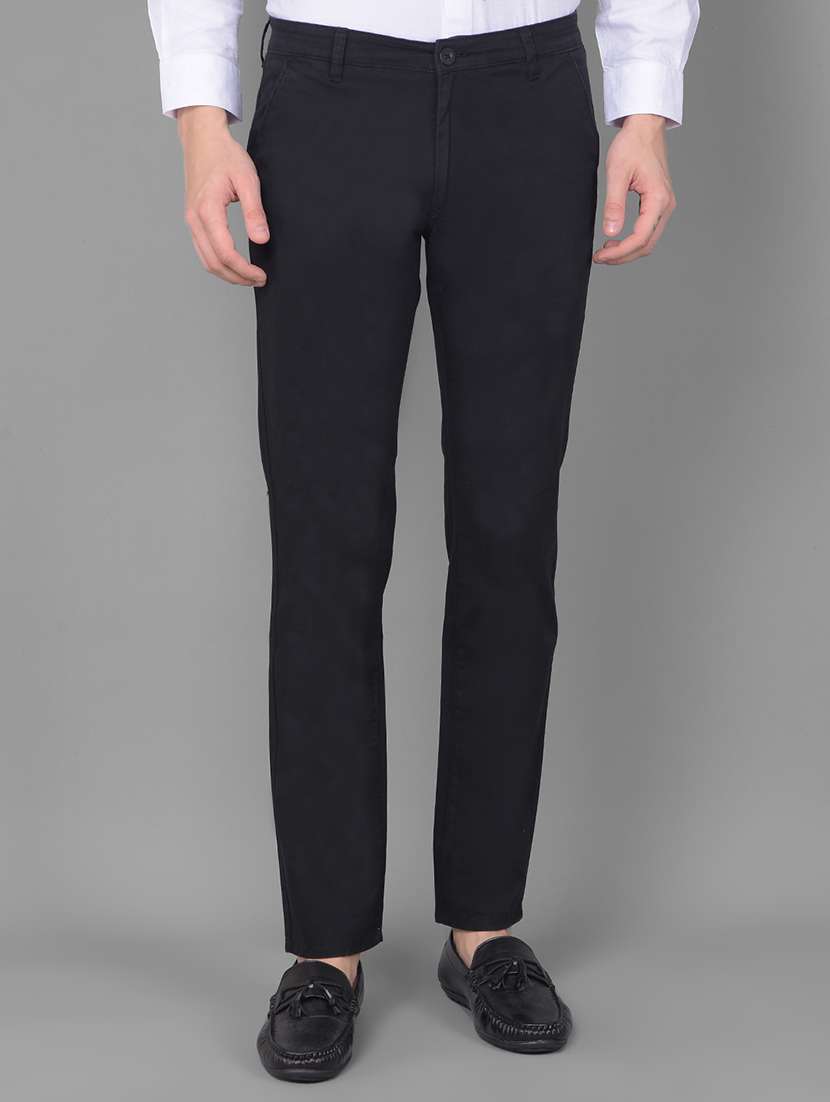 men black cotton chino trousers - 20554857 -  Zoom Image - 0