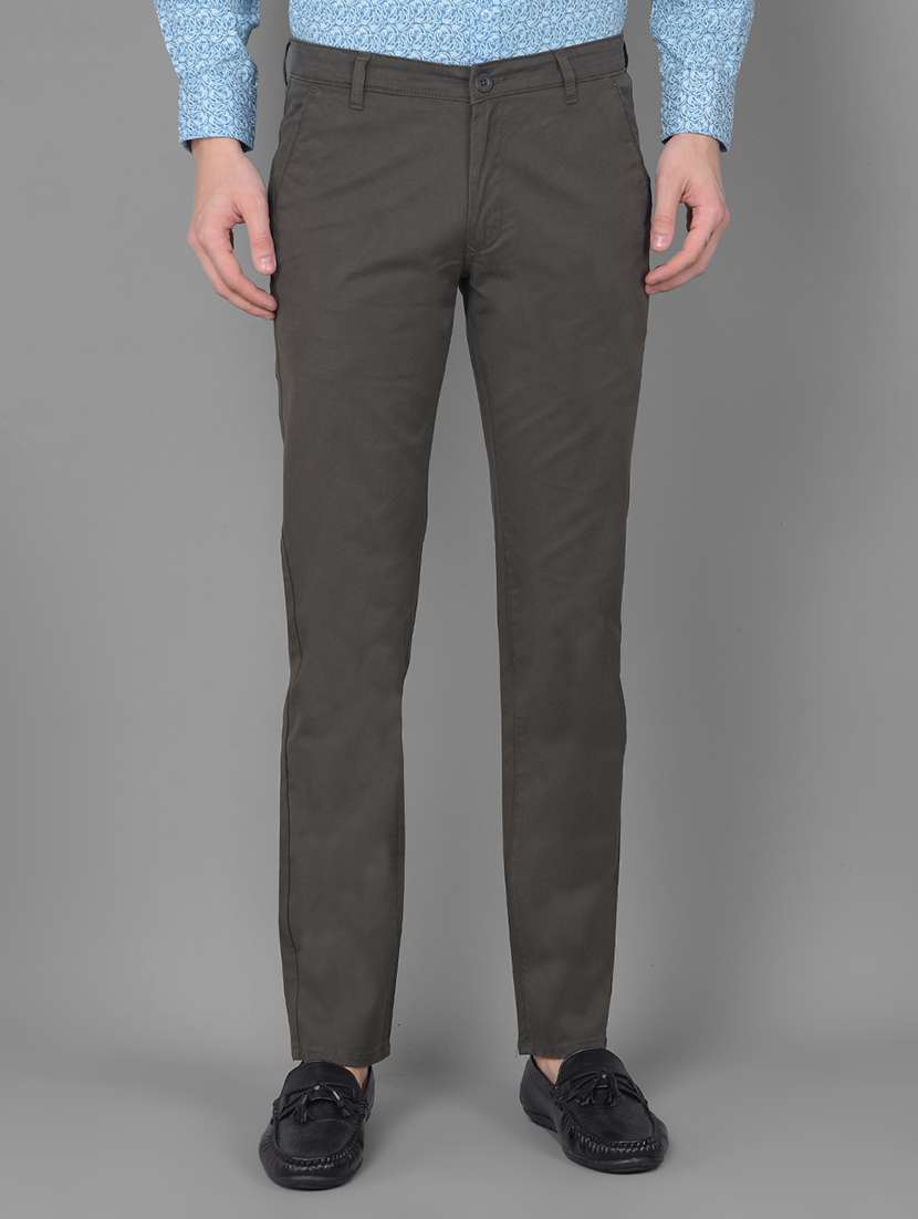 men dark olive cotton chino trousers - 20554861 - Zoom Image - 0